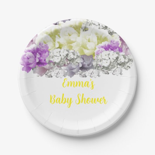 Gemengde zachte bloemenboeket Baby shower Papieren Bordje (Voorkant)