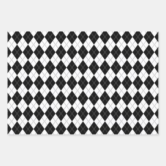 Gemengde zwarte en witte geometrische patronen inpakpapier vel (Voorkant 3)