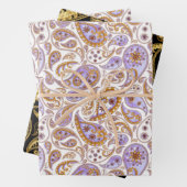 Gemengde zwarte, gouden en Paarse klassieke Paisle Inpakpapier Vel (In situ)