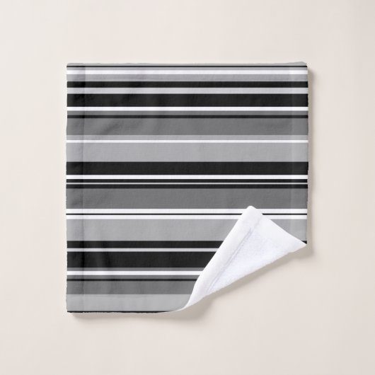 Gemengde zwarte grijzen met strips bad handdoek (Wasdoekje)