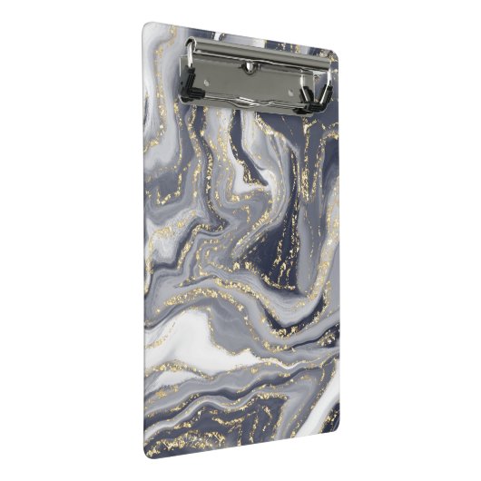 Gemerkt Grijs, Wit en Goud Mini Klembord (Schuin)