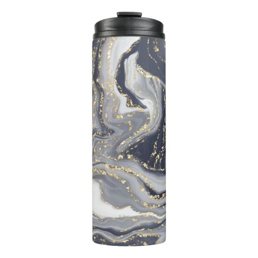 Gemerkt Grijs, Wit en Goud Thermosbeker (Voorkant)