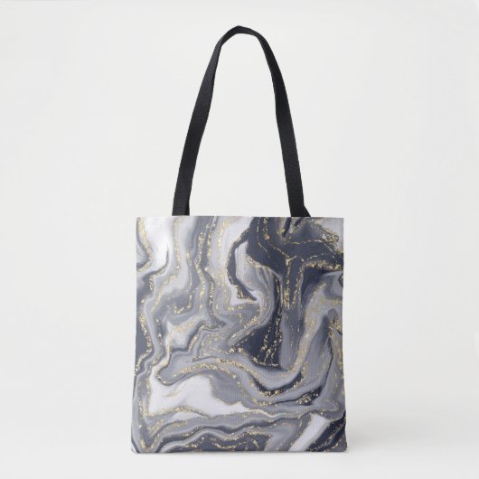 Gemerkt Grijs, Wit en Goud Tote Bag (Voorkant)