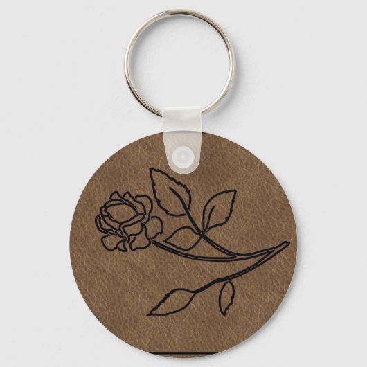 GEMERKT LEER Roze Sleutelhanger (Voorkant)