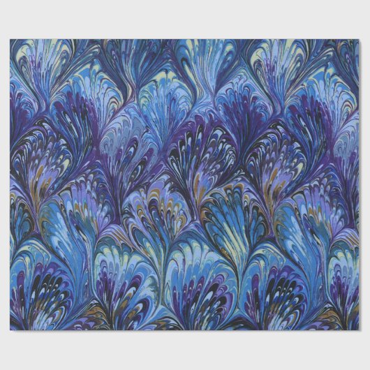 GEMERKT PAPIER, ABSTRACT BLAUWE PATROON, SWIRLS CADEAUPAPIER (Vlak)