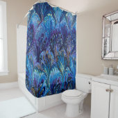 GEMERKT PAPIER, ABSTRACT BLAUWE PATROON, SWIRLS DOUCHEGORDIJN (In situ)