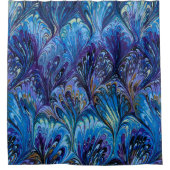 GEMERKT PAPIER, ABSTRACT BLAUWE PATROON, SWIRLS DOUCHEGORDIJN (Voorkant)