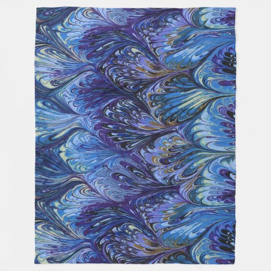 GEMERKT PAPIER, ABSTRACT BLAUWE PATROON, SWIRLS FLEECE DEKEN (Voorkant)