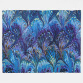 GEMERKT PAPIER, ABSTRACT BLAUWE PATROON, SWIRLS FLEECE DEKEN (Voorkant (Horizontaal))