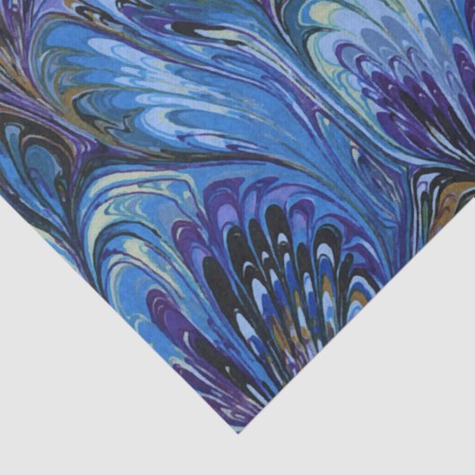 GEMERKT PAPIER, ABSTRACT BLAUWE PATROON, SWIRLS TISSUEPAPIER (Detail)