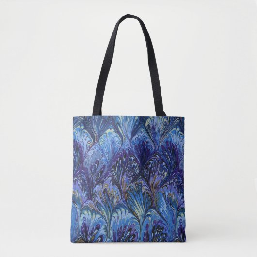 GEMERKT PAPIER, ABSTRACT BLAUWE PATROON, SWIRLS TOTE BAG (Voorkant)