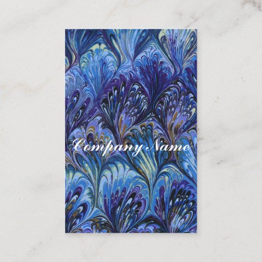 GEMERKT PAPIER, ABSTRACT BLAUWE PATROON, SWIRLS VISITEKAARTJE (Achterkant)