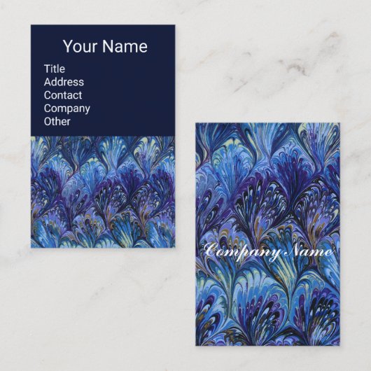 GEMERKT PAPIER, ABSTRACT BLAUWE PATROON, SWIRLS VISITEKAARTJE (Voorkant / Achterkant)