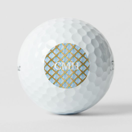 GEMERKTE OCEAN GOLD GRID CUSTOM GOLF BALLS GOLFBALLEN (Voorkant)