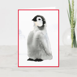 GEMERKTE WATERVERF PENGUIN KAART CHRISTMAS
