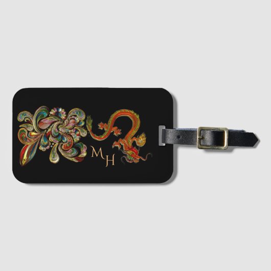 Gemetalliseerde  Chinese dragon Art Monogram Bagagelabel (Voorkant (horizontaal))