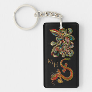 Gemetalliseerde sierlijke Chinese drakenkunst Sleutelhanger