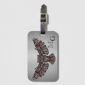 Gemetalliseerde uil kunst monogram bagagelabel (Voorkant (verticaal))