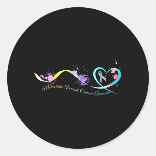 Gemetastaseerd borstkankerbewustzijn Hartlint Ronde Sticker (Voorkant)