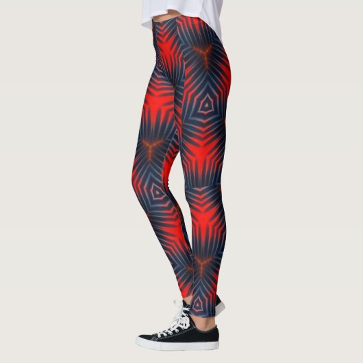 Gemetrisch pastelblauw ingewikkeld patroon leggings (Links)