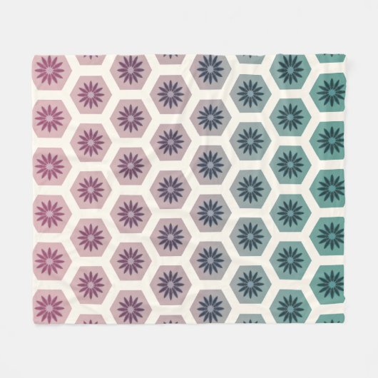 Gemetrische floral Pattern Design - Pastell Pop Ar Fleece Deken (Voorkant (Horizontaal))