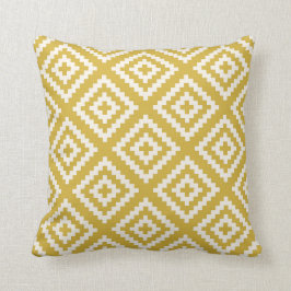 Gemetrische patronen in Mustard Yellow Kussen