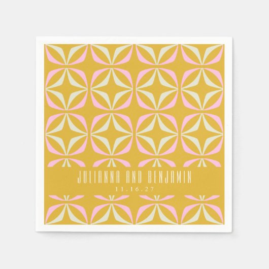 Gemid Mid Mod Geometric Yellow Pink Custom Weddens Servet (Voorkant)