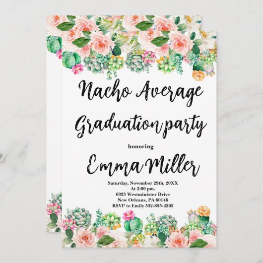 Gemiddeld Afstuderen Fiesta Nacho Kaart (Voorkant / Achterkant)