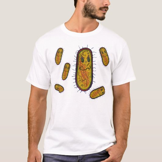 Gemiddeld Bacteria Cartoon Character T-shirt (Voorkant)