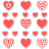 Gemiddeld kleine rode harten patroon 2 sticker (Voorkant)