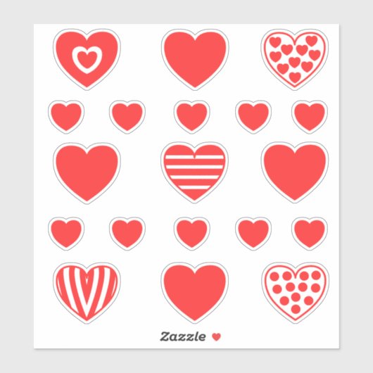 Gemiddeld kleine rode harten patroon 2 sticker (Vel)