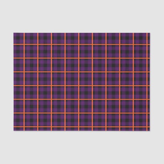 Gemiddeld Paars en Oranje Tartan 01 Tissuepapier (Voorkant)