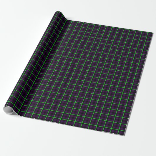 Gemiddeld Paars & Neon Green Tartan 01 Cadeaupapier (Uitgerold)