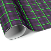 Gemiddeld Paars & Neon Green Tartan 01 Cadeaupapier (Rol Hoek)