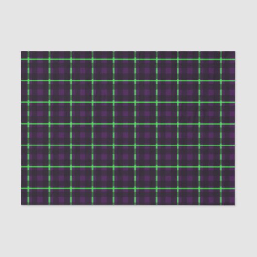 Gemiddeld Paars & Neon Green Tartan 02 Tissuepapier (Voorkant)