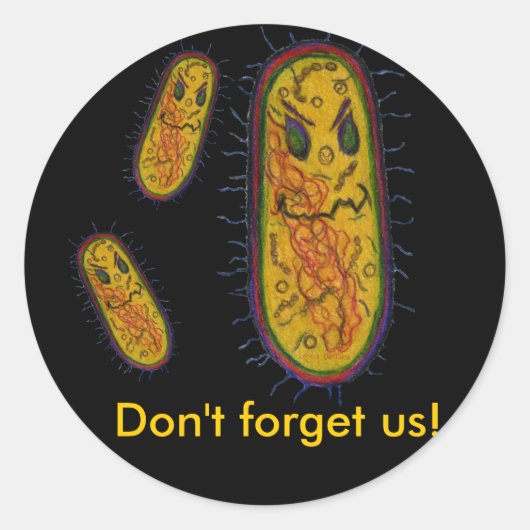 Gemiddelde Bacteriën Cartoon Karakter Ronde Sticker (Voorkant)