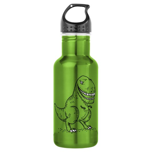 Gemiddelde Cool Dinosaur T Rex Cartoon Waterfles (Voorkant)