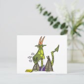 gemiddelde drakendame stand cartoon briefkaart (Staand voorkant)