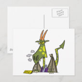 gemiddelde drakendame stand cartoon briefkaart (Voorkant / Achterkant)