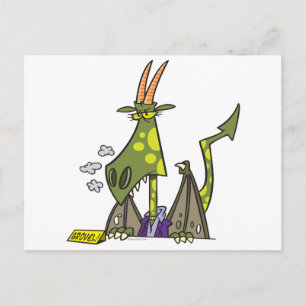 gemiddelde drakendame stand cartoon briefkaart