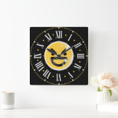 Gemiddelde Face Emoji Inside Roman Numerals Vierkante Klok (Huis)