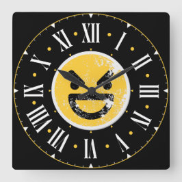 Gemiddelde Face Emoji Inside Roman Numerals Vierkante Klok