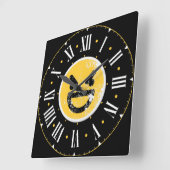 Gemiddelde Face Emoji Inside Roman Numerals Vierkante Klok (Hoek)