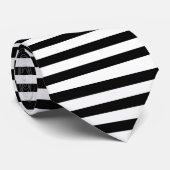Gemiddelde horizontale streep (zwart) en witte str stropdas (Opgerold)