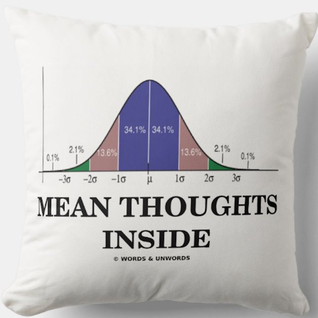 Gemiddelde inwendige gedachten (Humor statistieken Kussen (Bell curve stats humor throw pillow for anyone who enjoys calculating statistical averages)