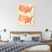 Gemiddelde jaarlijkse temperatuur, Hypsometrische  Canvas Afdruk (Insitu (Slaapkamer))