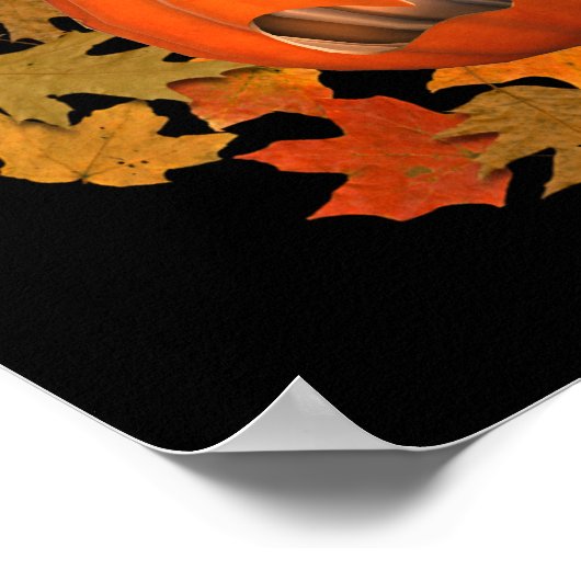 Gemiddelde Jack O Lantern en Autumn Leaves Hallowe Poster (Hoek)