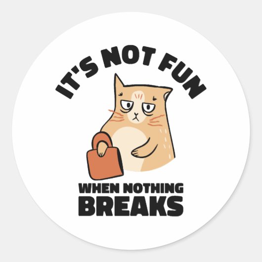 Gemiddelde kat tekende lijn Kunstkat eigenaar Pet Ronde Sticker (Voorkant)
