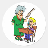 Gemiddelde leraar ronde sticker (Voorkant)