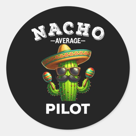Gemiddelde Nacho-piloot Ronde Sticker (Voorkant)